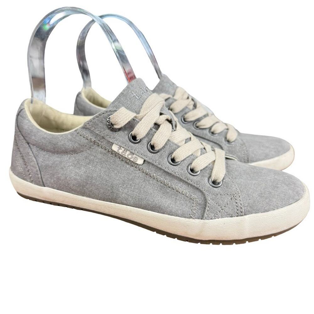 Taos Star Gray Lace Up Sneakers Canvas Shoes Casual Comfort Neutral sz 6.5